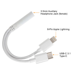 3.5mm to lightning and type-C adapter